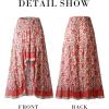 imageBTFBM Women 2025 Summer Spring Boho Long Skirts Dress Floral Print Elastic Waist Split Ruffle High Low Beach Maxi SkirtXred