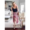 imageBTFBM Women 2025 Summer Spring Boho Long Skirts Dress Floral Print Elastic Waist Split Ruffle High Low Beach Maxi SkirtXred