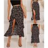 imageBTFBM Women 2025 Summer Spring Boho Long Skirts Dress Floral Print Elastic Waist Split Ruffle High Low Beach Maxi SkirtZblack