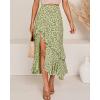 imageBTFBM Women 2025 Summer Spring Boho Long Skirts Dress Floral Print Elastic Waist Split Ruffle High Low Beach Maxi SkirtZgreen