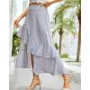 imageBTFBM Women 2025 Summer Spring Boho Long Skirts Dress Floral Print Elastic Waist Split Ruffle High Low Beach Maxi SkirtZlight Blue