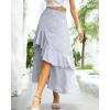 imageBTFBM Women 2025 Summer Spring Boho Long Skirts Dress Floral Print Elastic Waist Split Ruffle High Low Beach Maxi SkirtZlight Blue