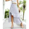 imageBTFBM Women 2025 Summer Spring Boho Long Skirts Dress Floral Print Elastic Waist Split Ruffle High Low Beach Maxi SkirtZlight Blue
