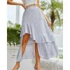 imageBTFBM Women 2025 Summer Spring Boho Long Skirts Dress Floral Print Elastic Waist Split Ruffle High Low Beach Maxi SkirtZlight Blue