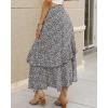imageBTFBM Women 2025 Summer Spring Boho Long Skirts Dress Floral Print Elastic Waist Split Ruffle High Low Beach Maxi SkirtZnavy