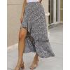 imageBTFBM Women 2025 Summer Spring Boho Long Skirts Dress Floral Print Elastic Waist Split Ruffle High Low Beach Maxi SkirtZnavy