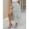 imageBTFBM Women 2025 Summer Spring Boho Long Skirts Dress Floral Print Elastic Waist Split Ruffle High Low Beach Maxi SkirtZwhite
