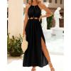 imageBTFBM Women Halter Summer Dresses 2025 Sleeveless Cutout Backless Sundress Slit Boho Casual Maxi Wedding Beach DressBlack