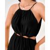 imageBTFBM Women Halter Summer Dresses 2025 Sleeveless Cutout Backless Sundress Slit Boho Casual Maxi Wedding Beach DressBlack