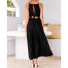 imageBTFBM Women Halter Summer Dresses 2025 Sleeveless Cutout Backless Sundress Slit Boho Casual Maxi Wedding Beach DressBlack