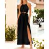imageBTFBM Women Halter Summer Dresses 2025 Sleeveless Cutout Backless Sundress Slit Boho Casual Maxi Wedding Beach DressBlack