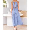imageBTFBM Women Halter Summer Dresses 2025 Sleeveless Cutout Backless Sundress Slit Boho Casual Maxi Wedding Beach DressBlue
