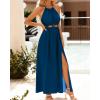imageBTFBM Women Halter Summer Dresses 2025 Sleeveless Cutout Backless Sundress Slit Boho Casual Maxi Wedding Beach DressDark Blue