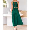imageBTFBM Women Halter Summer Dresses 2025 Sleeveless Cutout Backless Sundress Slit Boho Casual Maxi Wedding Beach DressDark Green