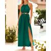 imageBTFBM Women Halter Summer Dresses 2025 Sleeveless Cutout Backless Sundress Slit Boho Casual Maxi Wedding Beach DressDark Green