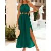 imageBTFBM Women Halter Summer Dresses 2025 Sleeveless Cutout Backless Sundress Slit Boho Casual Maxi Wedding Beach DressDark Green