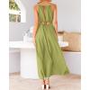 imageBTFBM Women Halter Summer Dresses 2025 Sleeveless Cutout Backless Sundress Slit Boho Casual Maxi Wedding Beach DressGreen
