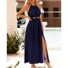 imageBTFBM Women Halter Summer Dresses 2025 Sleeveless Cutout Backless Sundress Slit Boho Casual Maxi Wedding Beach DressNavy