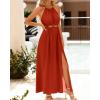 imageBTFBM Women Halter Summer Dresses 2025 Sleeveless Cutout Backless Sundress Slit Boho Casual Maxi Wedding Beach DressOrange Red