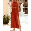 imageBTFBM Women Halter Summer Dresses 2025 Sleeveless Cutout Backless Sundress Slit Boho Casual Maxi Wedding Beach DressOrange Red