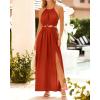 imageBTFBM Women Halter Summer Dresses 2025 Sleeveless Cutout Backless Sundress Slit Boho Casual Maxi Wedding Beach DressOrange Red