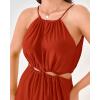 imageBTFBM Women Halter Summer Dresses 2025 Sleeveless Cutout Backless Sundress Slit Boho Casual Maxi Wedding Beach DressOrange Red