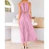 imageBTFBM Women Halter Summer Dresses 2025 Sleeveless Cutout Backless Sundress Slit Boho Casual Maxi Wedding Beach DressSolid Pink