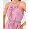 imageBTFBM Women Halter Summer Dresses 2025 Sleeveless Cutout Backless Sundress Slit Boho Casual Maxi Wedding Beach DressSolid Pink