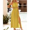 imageBTFBM Women Halter Summer Dresses 2025 Sleeveless Cutout Backless Sundress Slit Boho Casual Maxi Wedding Beach DressYellow