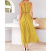 imageBTFBM Women Halter Summer Dresses 2025 Sleeveless Cutout Backless Sundress Slit Boho Casual Maxi Wedding Beach DressYellow