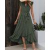 imageBTFBM Women V Neck Summer Dress 2025 Cap Sleeve Swiss Dot Boho Flowy Ruffle Slit Beach Party Long Maxi Cocktail DressesSwiss Dot Army Green