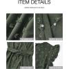 imageBTFBM Women V Neck Summer Dress 2025 Cap Sleeve Swiss Dot Boho Flowy Ruffle Slit Beach Party Long Maxi Cocktail DressesSwiss Dot Army Green