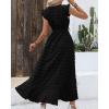 imageBTFBM Women V Neck Summer Dress 2025 Cap Sleeve Swiss Dot Boho Flowy Ruffle Slit Beach Party Long Maxi Cocktail DressesSwiss Dot Black