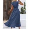 imageBTFBM Women V Neck Summer Dress 2025 Cap Sleeve Swiss Dot Boho Flowy Ruffle Slit Beach Party Long Maxi Cocktail DressesSwiss Dot Blue
