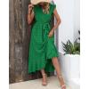 imageBTFBM Women V Neck Summer Dress 2025 Cap Sleeve Swiss Dot Boho Flowy Ruffle Slit Beach Party Long Maxi Cocktail DressesSwiss Dot Green