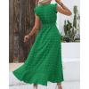 imageBTFBM Women V Neck Summer Dress 2025 Cap Sleeve Swiss Dot Boho Flowy Ruffle Slit Beach Party Long Maxi Cocktail DressesSwiss Dot Green