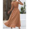 imageBTFBM Women V Neck Summer Dress 2025 Cap Sleeve Swiss Dot Boho Flowy Ruffle Slit Beach Party Long Maxi Cocktail DressesSwiss Dot Khaki