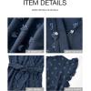 imageBTFBM Women V Neck Summer Dress 2025 Cap Sleeve Swiss Dot Boho Flowy Ruffle Slit Beach Party Long Maxi Cocktail DressesSwiss Dot Navy