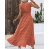 imageBTFBM Women V Neck Summer Dress 2025 Cap Sleeve Swiss Dot Boho Flowy Ruffle Slit Beach Party Long Maxi Cocktail DressesSwiss Dot Orange Red