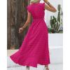 imageBTFBM Women V Neck Summer Dress 2025 Cap Sleeve Swiss Dot Boho Flowy Ruffle Slit Beach Party Long Maxi Cocktail DressesSwiss Dot Rose Red