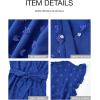 imageBTFBM Women V Neck Summer Dress 2025 Cap Sleeve Swiss Dot Boho Flowy Ruffle Slit Beach Party Long Maxi Cocktail DressesSwiss Dot Royal Blue