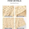 imageBTFBM Womens Boho Summer Dresses 2025 Resort V Neck Short Sleeve Hollow Out Lace Ruffle Casual Beach Mini Vacation DressBeige