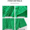 imageBTFBM Womens Boho Summer Dresses 2025 Resort V Neck Short Sleeve Hollow Out Lace Ruffle Casual Beach Mini Vacation DressGreen
