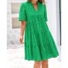 imageBTFBM Womens Boho Summer Dresses 2025 Resort V Neck Short Sleeve Hollow Out Lace Ruffle Casual Beach Mini Vacation DressGreen