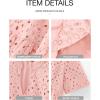 imageBTFBM Womens Boho Summer Dresses 2025 Resort V Neck Short Sleeve Hollow Out Lace Ruffle Casual Beach Mini Vacation DressPink