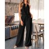 imageBTFBM Womens Casual Summer Two Piece Outfits Cotton Linen Sets Cutout Halter Sleeveless Top Wide Leg Pants Matching SetBlack