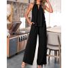 imageBTFBM Womens Casual Summer Two Piece Outfits Cotton Linen Sets Cutout Halter Sleeveless Top Wide Leg Pants Matching SetBlack