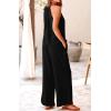 imageBTFBM Womens Casual Summer Two Piece Outfits Cotton Linen Sets Cutout Halter Sleeveless Top Wide Leg Pants Matching SetBlack