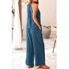 imageBTFBM Womens Casual Summer Two Piece Outfits Cotton Linen Sets Cutout Halter Sleeveless Top Wide Leg Pants Matching SetGrey Blue