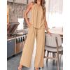 imageBTFBM Womens Casual Summer Two Piece Outfits Cotton Linen Sets Cutout Halter Sleeveless Top Wide Leg Pants Matching SetKhaki